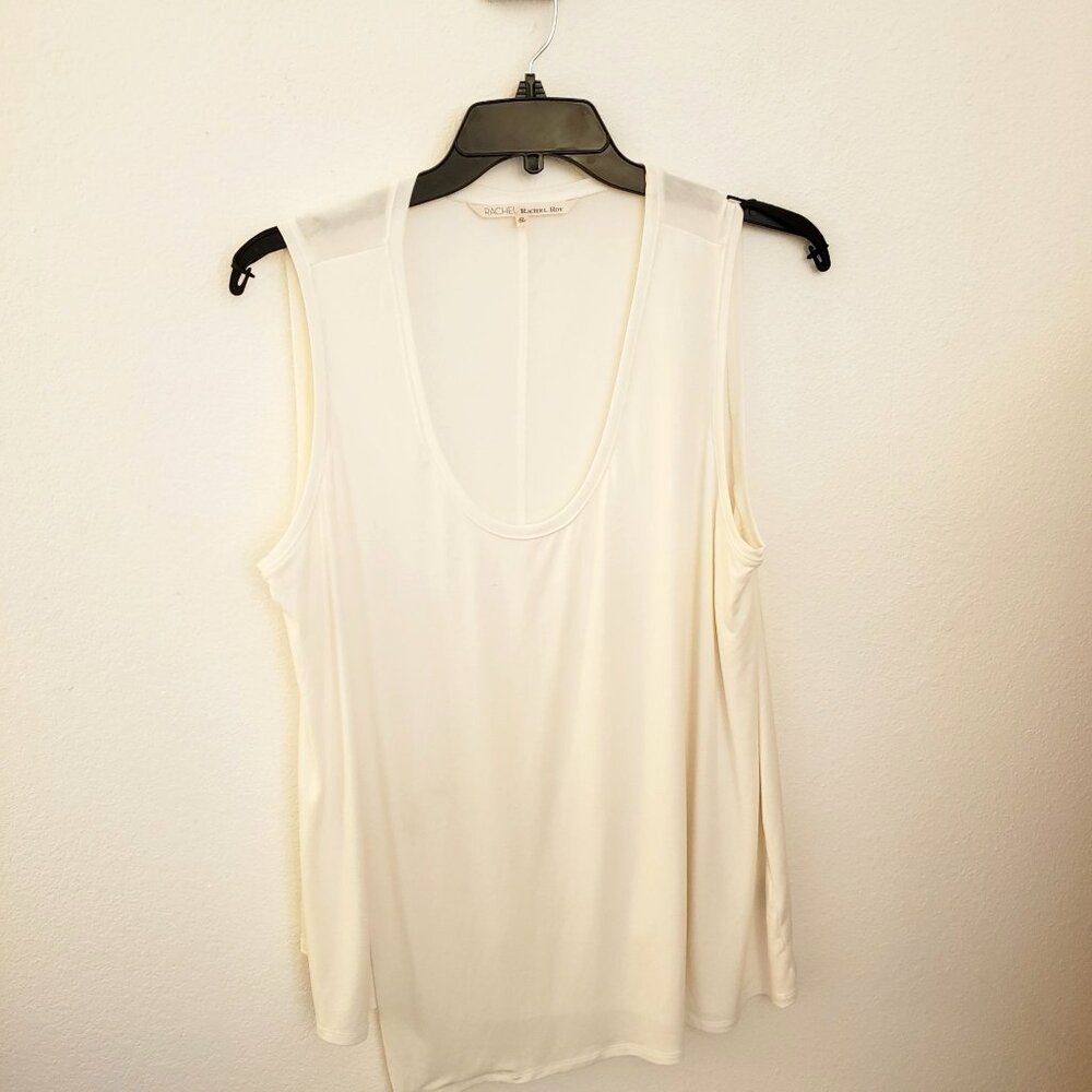 Rachel Rachel Roy White Sleeveless Asymmetrical Hem Tunic Top Sz 2X EUC